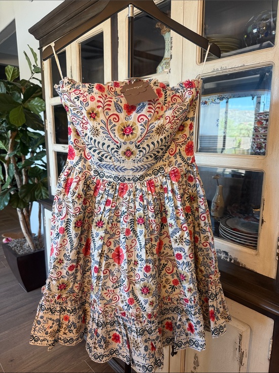 Anthropologie Dresses & Skirts - Anthropologie Strapless Floral Sundress - Cream with Pink & Blue